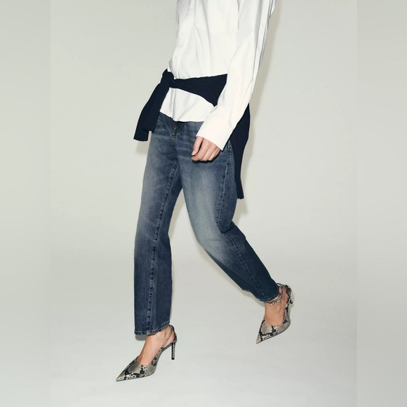 Zara Snakeskin Patterned Stiletto Heels Slingback Pumps - Picture 4 of 7